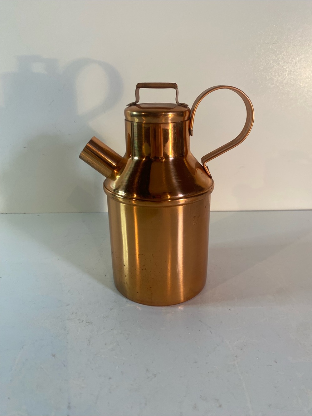 Vintage Cooper Milk/Oil Can With Lid 
6” Height